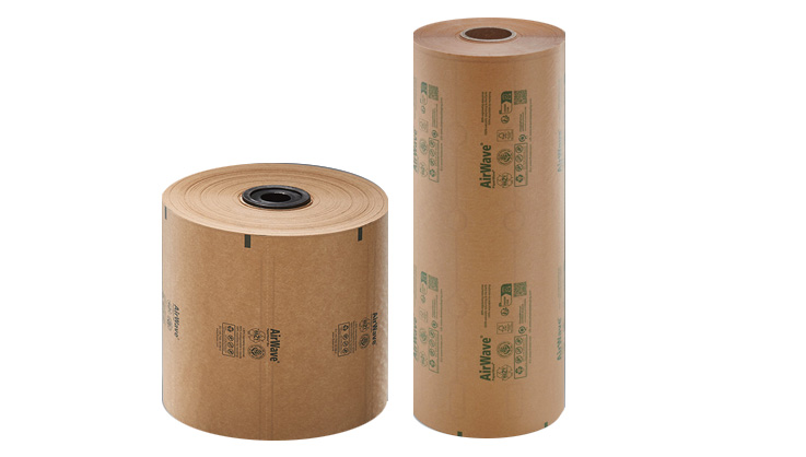 Film para relleno con aire con cojines ecológicos de papel Film para relleno con aire con cojines ecológicos AirWave PaperWave
